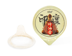 Презервативы OLO точечные с продлевающим эффектом и ароматом ванили GOLD Indian god oil (по 1шт)