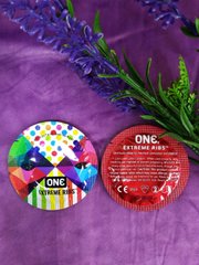 Презервативы ONE Extreme Ribs (ребристые)(по 1 шт)(упаковка может отличаться цветом и рисунком)